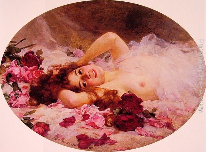 Louis Marie de Schryver Beauty amid Rose Petals